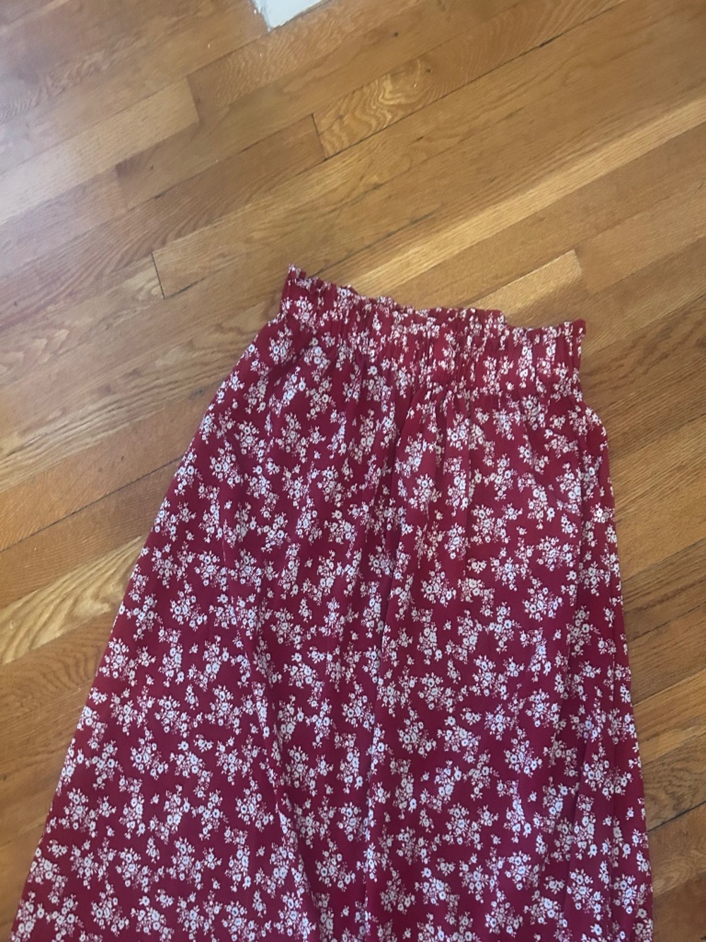 Shein Burgundy Floral Skirt